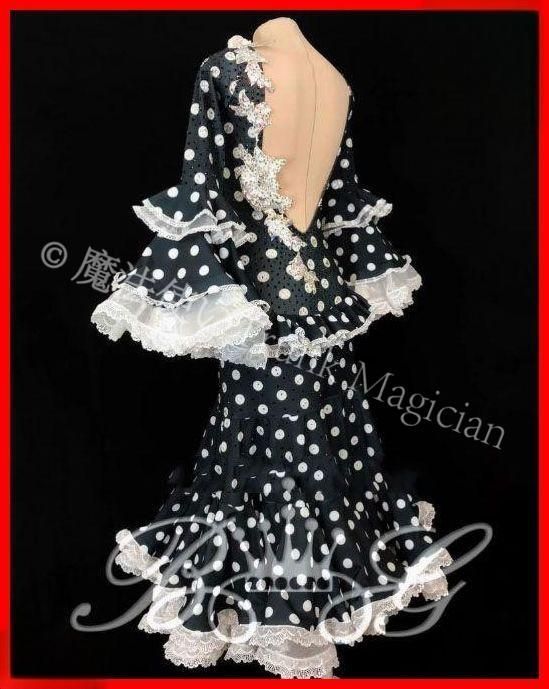 オーダーメイド 社交ダンス衣装 水玉 ストーン ドレス