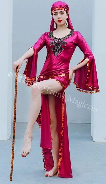 ベリーダンス衣装サイーディ サーディドレス ピンク オーダーメイドSalalah 新品未使用】ベリーダンス衣装サイーディ サーディドレス ピンク