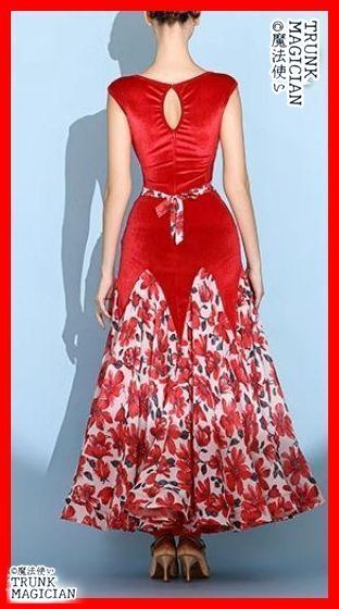 新品未使用】社交ダンスドレス スタンダードドレス モダンダンス 花柄