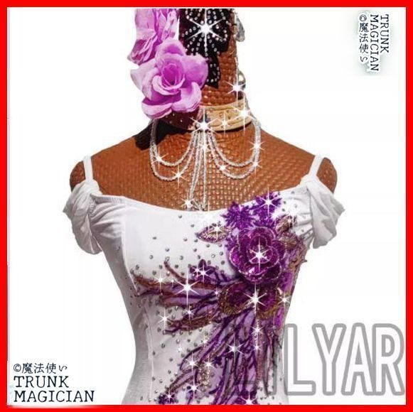  社交ダンスドレス フロート付 パープル オーダーメイドL ドレス ダンス衣装 社交ダンス