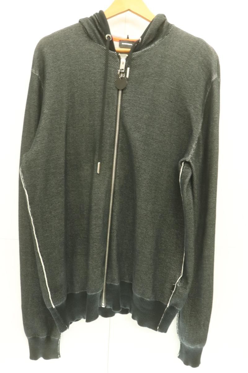 【中古】 DIESEL メンズジップパーカー XL ジップパーカー DIESEL XL 黒 ブラック 無地