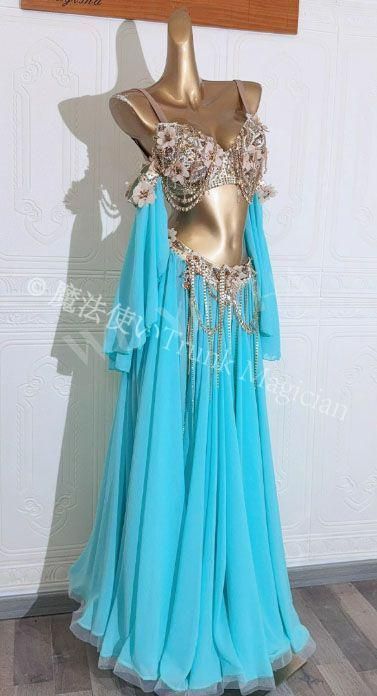 オーダーメイド ベリーダンス 花 ブラスカートセット ダンス衣装