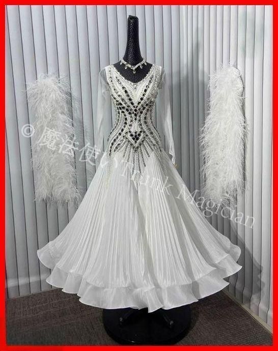 新品未使用】オーダーメイド 社交ダンス衣装 羽根 モダンダンス