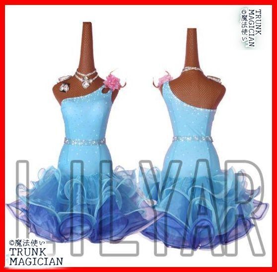 ラテンドレス ラテンワンピース ダンス衣装 ベルト付 オーダーメイド 新品未使用】社交ダンス衣装 ラテンワンピースドレス ベルト付