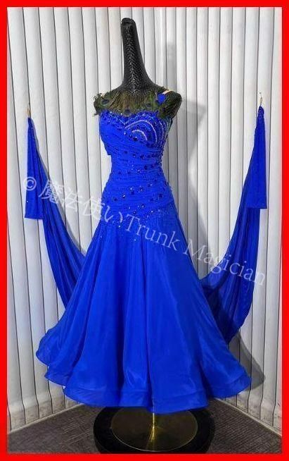 オーダーメイド 社交ダンス衣装 ドレス 羽根 変更可