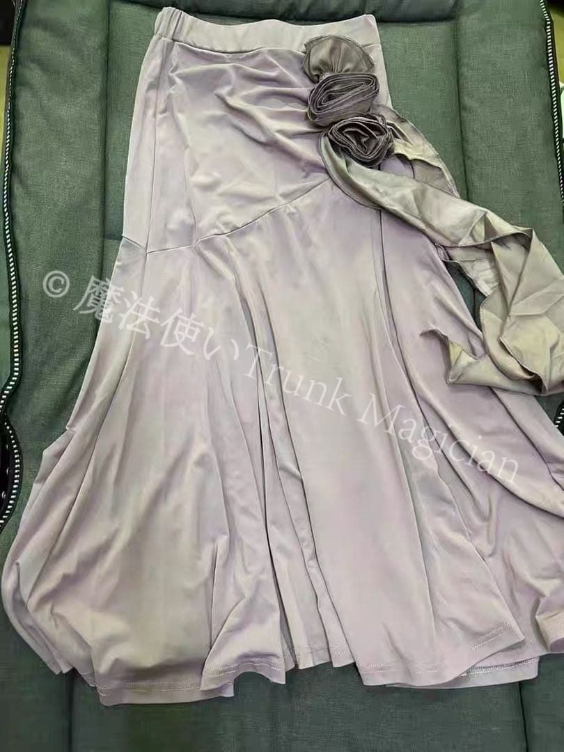  優雅に舞うラベンダー 社交ダンススカートラテン 兼用 レッスンウェア 社交ダンス