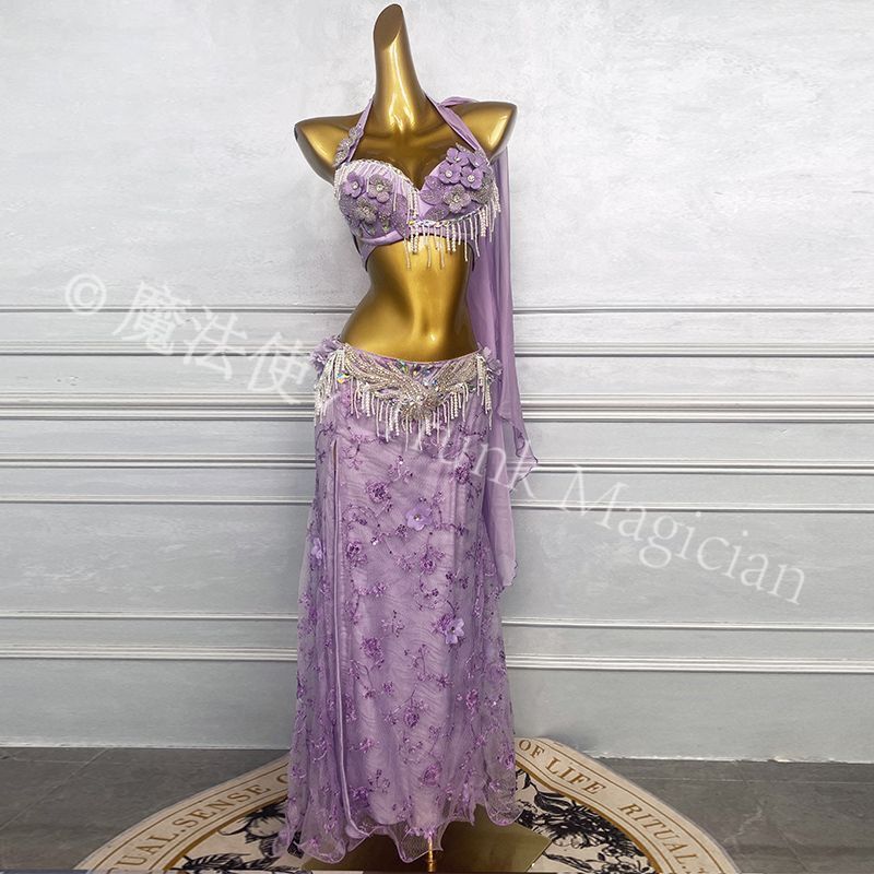 ベリーダンス オリエンタル衣装 薔薇 レッド ブラ スカート オーダーメイド