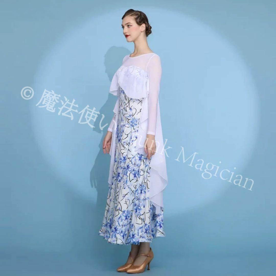 花柄シフォンが揺れる華やか 練習着 ダンスパーティーにも