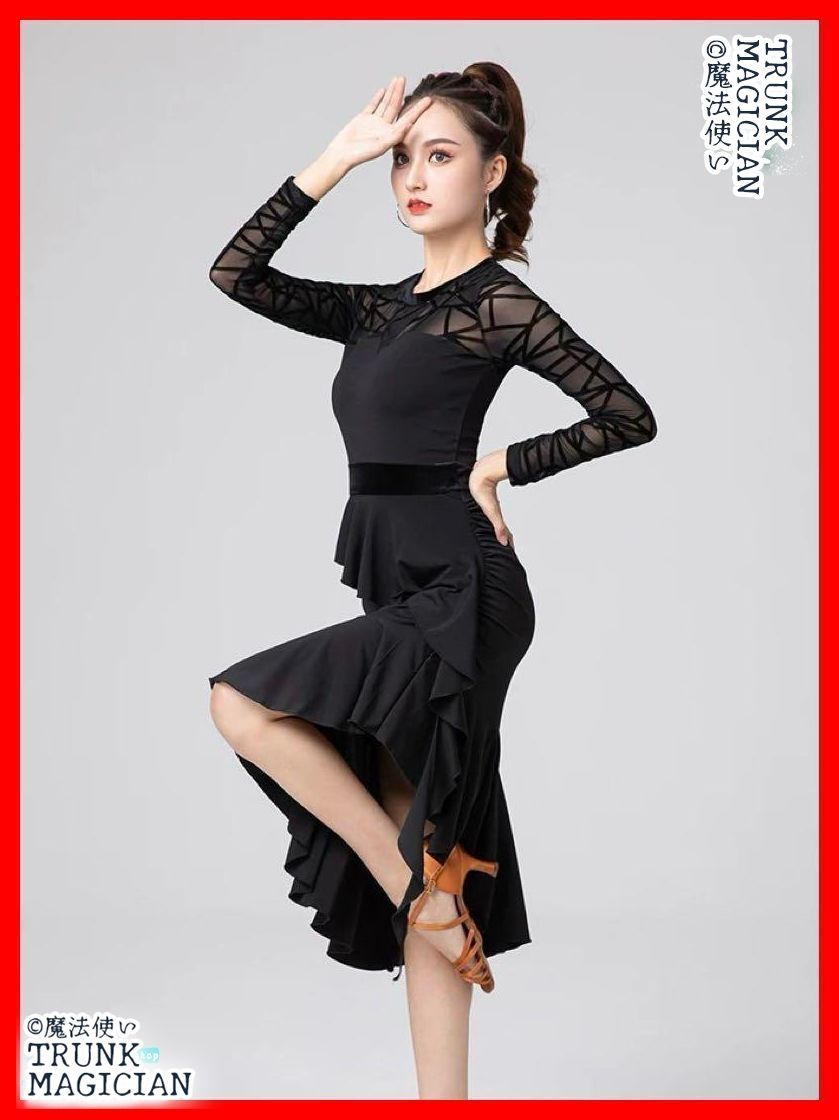  全新 ひざ丈ラテンドレス ノービス級競技会やダンスパーティー 練習着にも ドレス ダンス衣装 社交ダンス