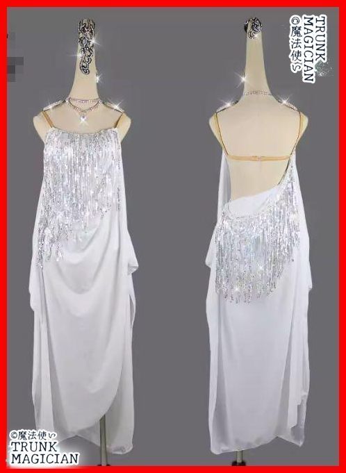 社交ダンスドレス ラテンドレス ルンバ ホワイト オーダーメイド