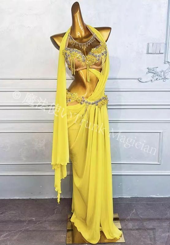 ♥ ベリーダンス衣装 ブラスカートセット イェロー|グリーン オーダーメイド