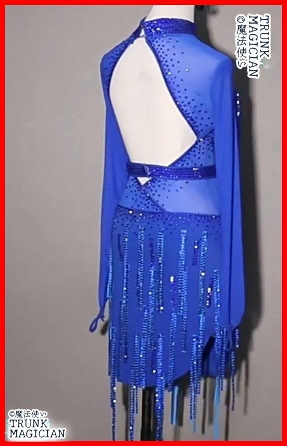  社交ダンスドレス ラテンドレス ロイヤルブルー オーダーメイド ドレス ダンス衣装 社交ダンス