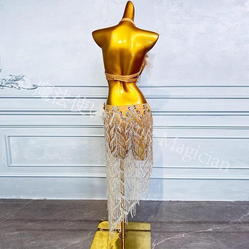 ベリーダンス オリエンタル衣装 トップス スカート オーダーメイド ステージ衣装 上下セット オリエンタルベリーダンス服 ベージュ