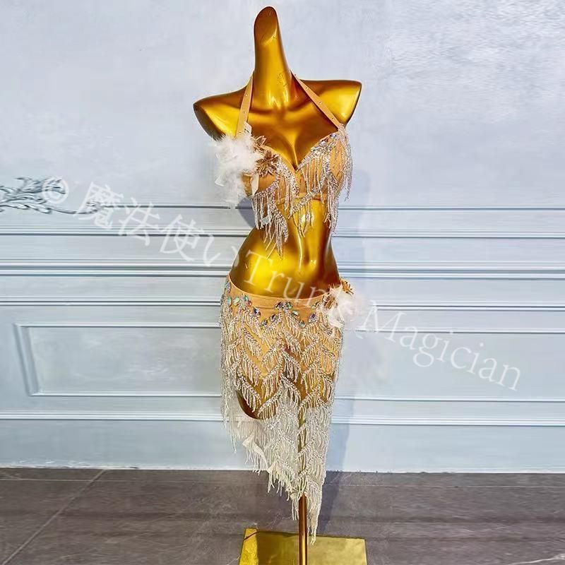 ♥ ベリーダンス オリエンタル衣装 トップス スカート オーダーメイド ステージ衣装 上下セット オリエンタルベリーダンス服 ベージュ