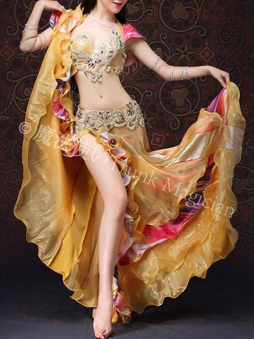 ベリーダンス衣装 セットアップ ブラ スカート レッド オーダーサイズ