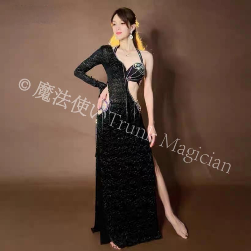 ♥ 新款 長いドレスセットのベリーダンス衣装 ベリーダンス サイーディ オリエンタル衣装 セットアップ 3カラー選択