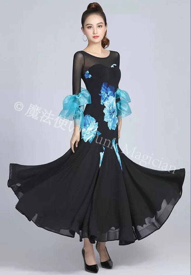 新品未使用】花柄スタンダードドレス デモや発表会、ダンスパーティー