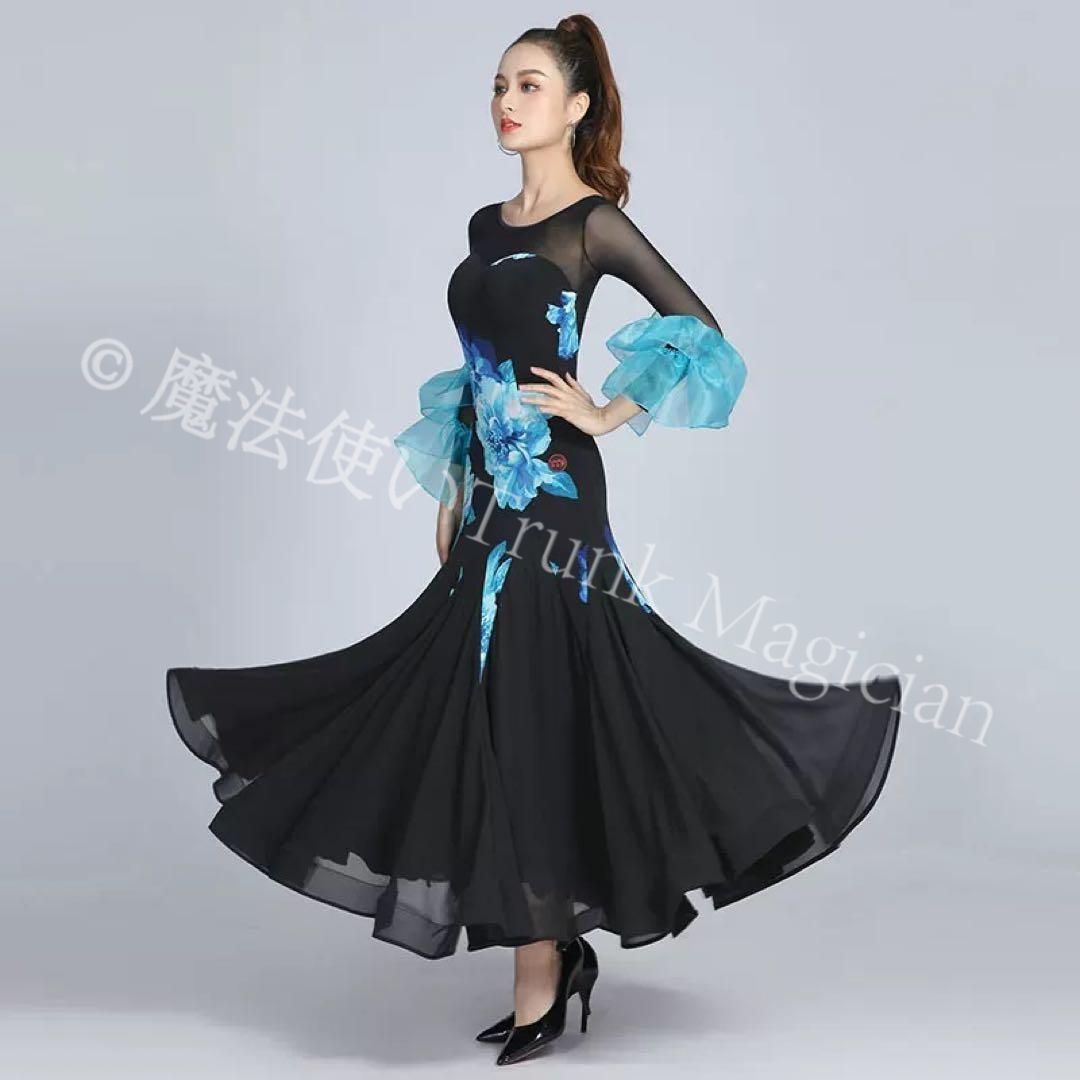 新品未使用】花柄スタンダードドレス デモや発表会、ダンスパーティー