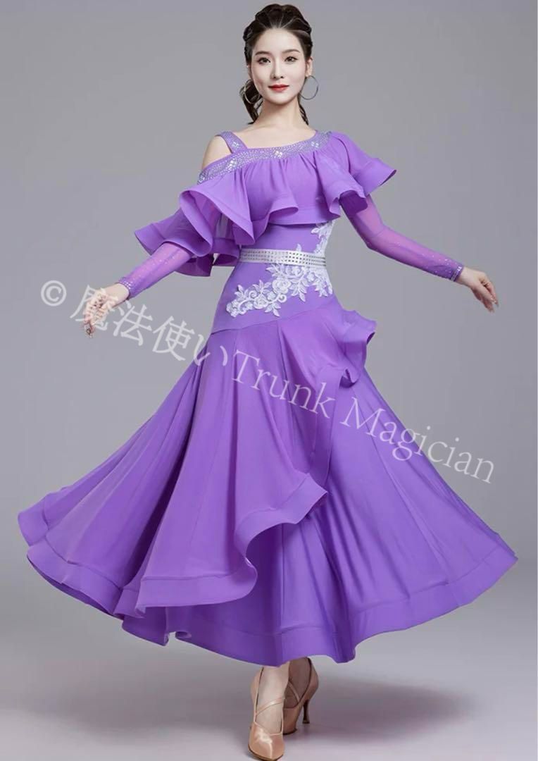  20発表会 ダンスパーティーにも最適 ドレス 胸パッド付き 練習着にも ドレス ダンス衣装 社交ダンス