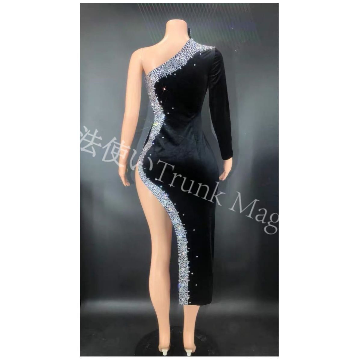 社交ダンスドレス ベリーダンス衣装 ブラック ダイヤモンド クリスタル キラキラ ドレス セクシー エレガント パーティー イブニングガウン