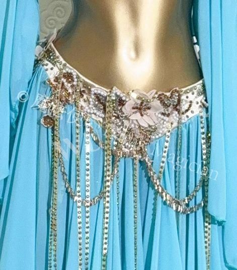  オーダーメイド ベリーダンス 花 ブラスカートセット ダンス衣装 セットアップ ベリーダンス