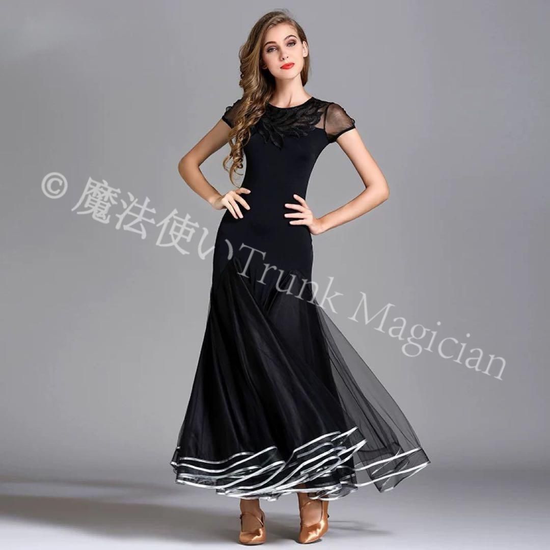 20軽やかに舞う 裾透け感が美しいブラックドレス レッスンからダンスパーティーに