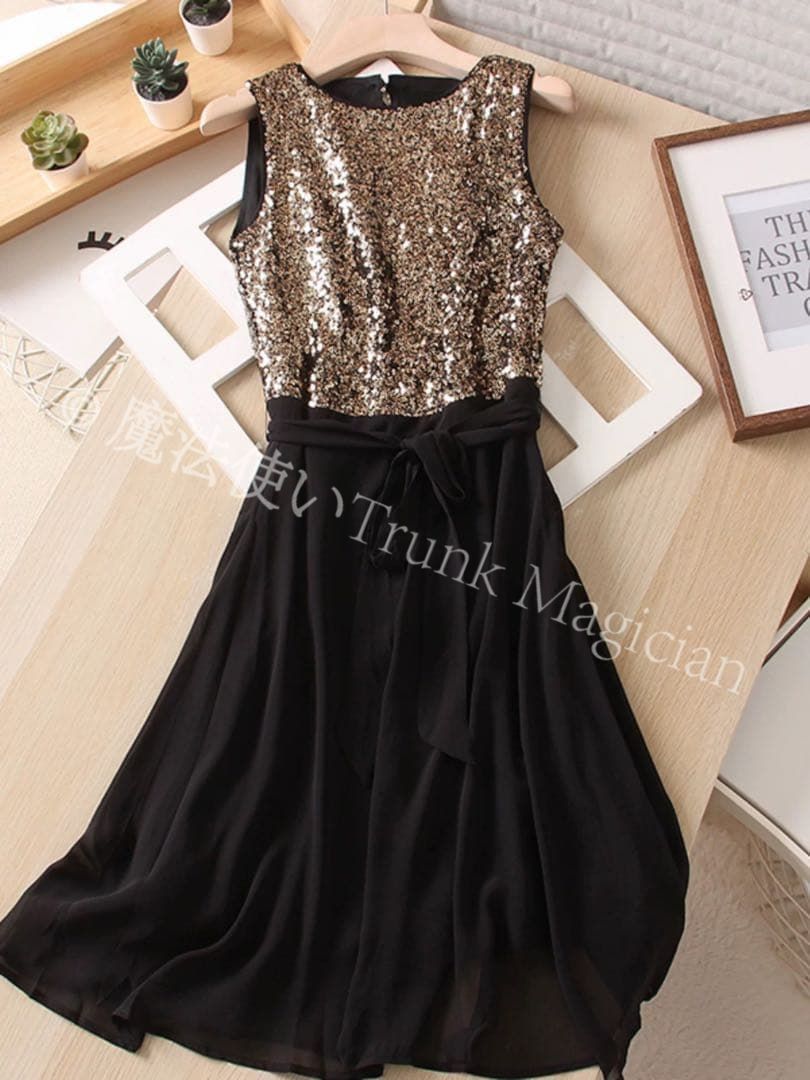 新品未使用】スパンコールキラキラパーティーワンピース 華やかに輝く