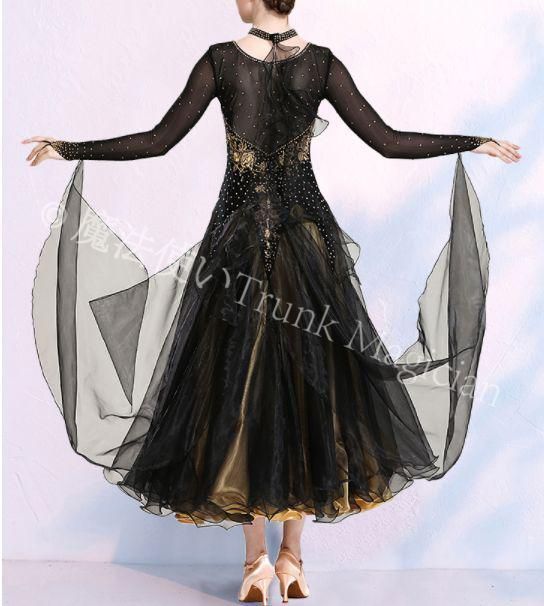 社交ダンスドレス モダンダンス　刺繍 キラキラ　シャンパン オーダーメイド 社交ダンスドレス モダンダンス 刺繍 キラキラ シャンパン オーダー
