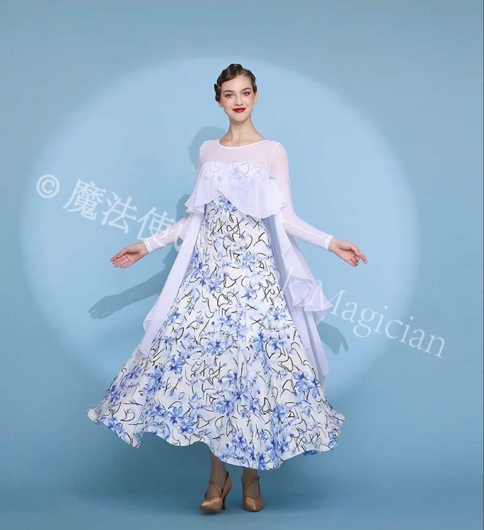 ♥ 花柄シフォンが揺れる華やかスタンダード練習着 ダンスパーティーにもオススメ