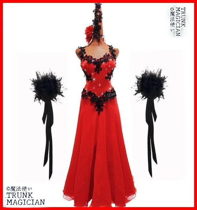 社交ダンスドレス モダンダンスオーダーメイド 刺繍 ※フロートオーストリッチ 新品未使用】社交ダンスドレス モダンダンスオーダーメイド 刺繍