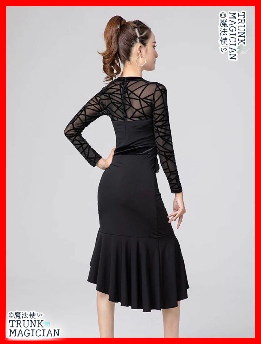 全新 ひざ丈ラテンドレス ノービス級競技会やダンスパーティー 練習着にも