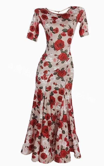 ♥ 社交ダンスドレス モダンダンス 薔薇 オーダーメイド