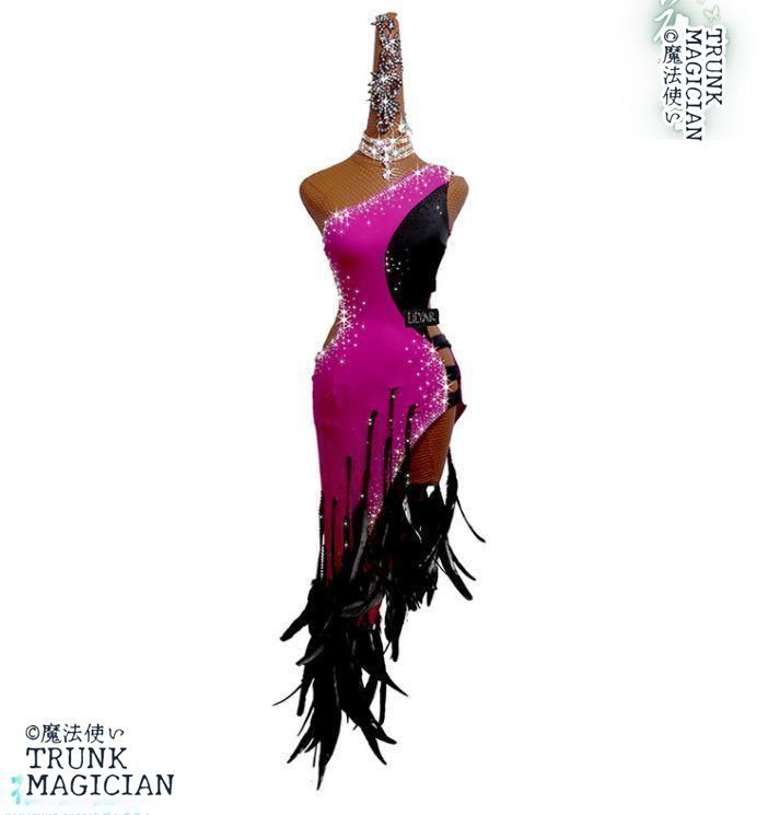 オーダーメイド 社交ダンス衣装　羽毛 ラテンワンピースドレス 色変更可 オーダーメイド 社交ダンス衣装 ラテンワンピースドレス キラキラ 社交