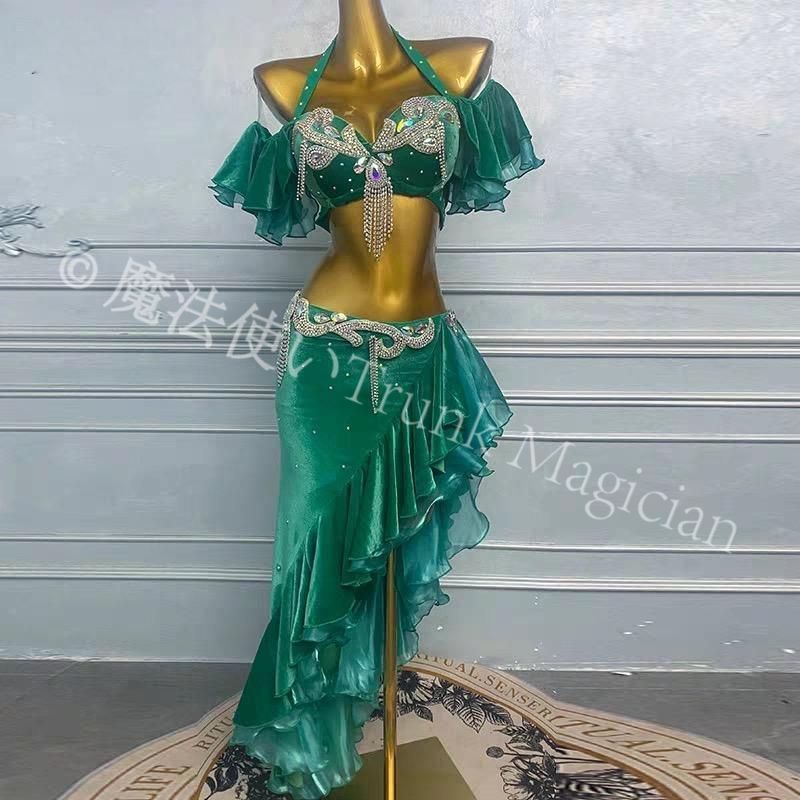 ベリーダンス オリエンタル衣装 ブラ スカート オリエンタル オーダーメイド グリーン