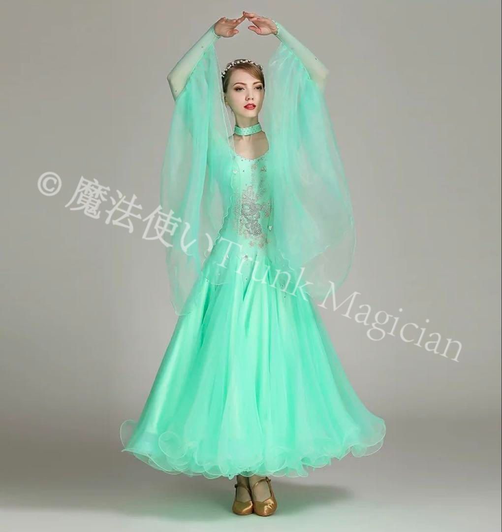 スタンダードドレス✨胸パット付き！ダンスパーティ、発表会、デモ、競技会に！ Garuda SHOP 社交ダンス競技ドレス デモ用ドレス 競技会発表会ダンス