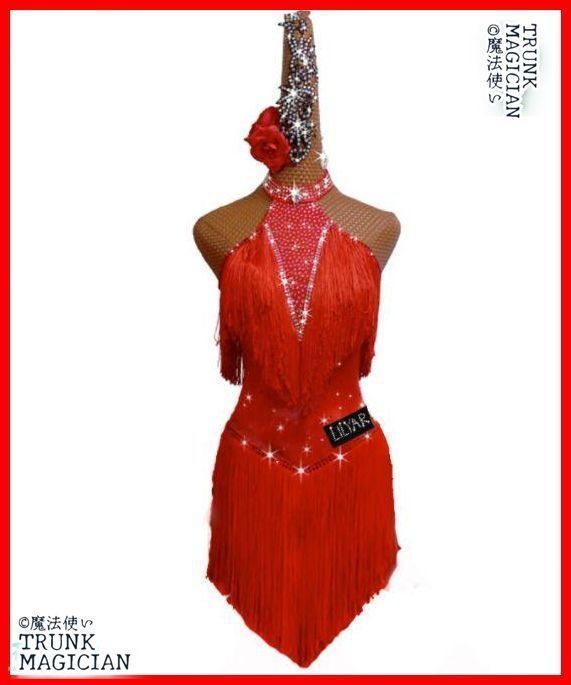 ラテンドレス ワンピース フリンジドレス サルサ レッド オーダーメイド