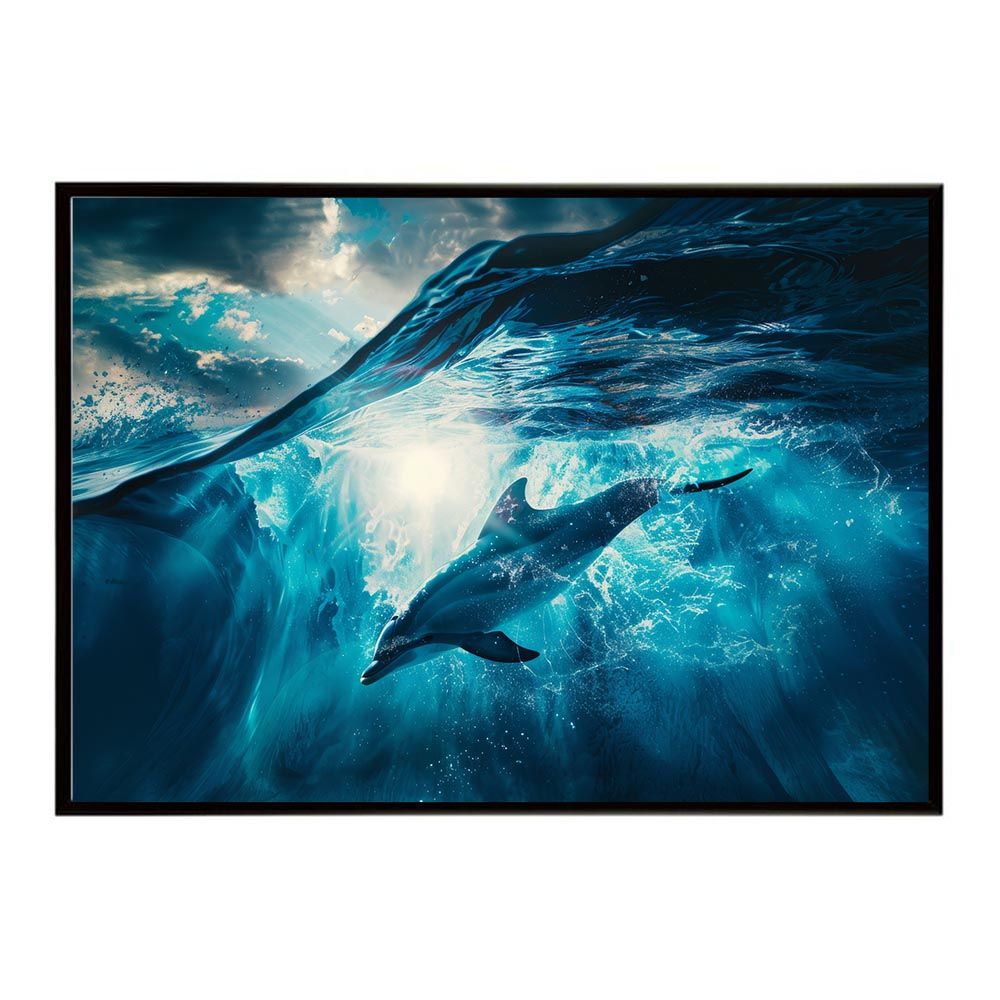 A3サイズ（約30×42cm）】【lh-poster-6004】イルカ 海 ブルー