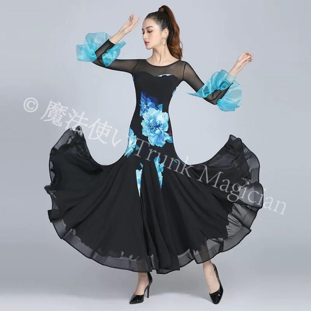 新品未使用】花柄スタンダードドレス デモや発表会、ダンスパーティー