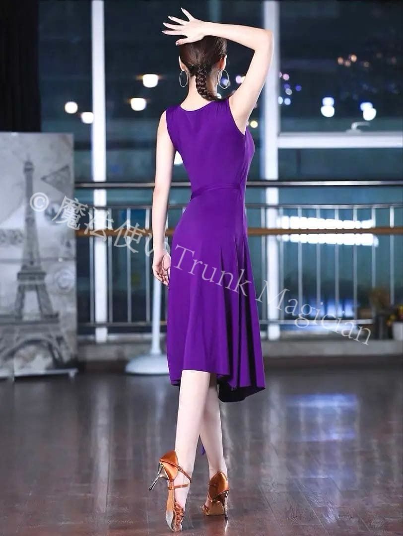  兼用 ダンス練習着ロングワンピース パーティーOK レッスンウェア 社交ダンス