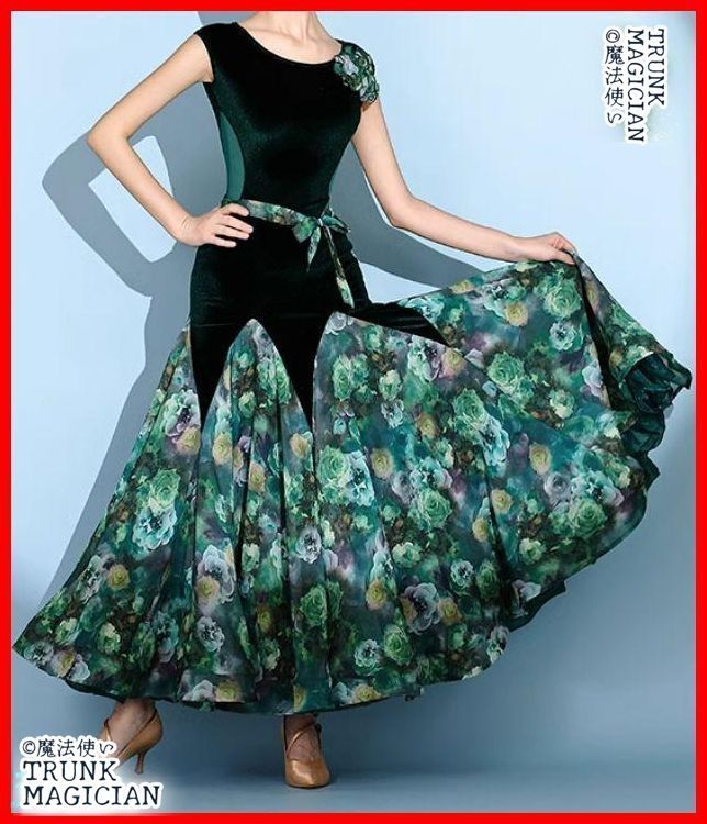 新品未使用】社交ダンスドレス スタンダードドレス モダンダンス 花柄