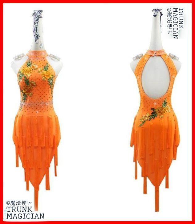 社交ダンス衣装 ラテンワンピースドレス フリンジ ストーン オーダーメイド