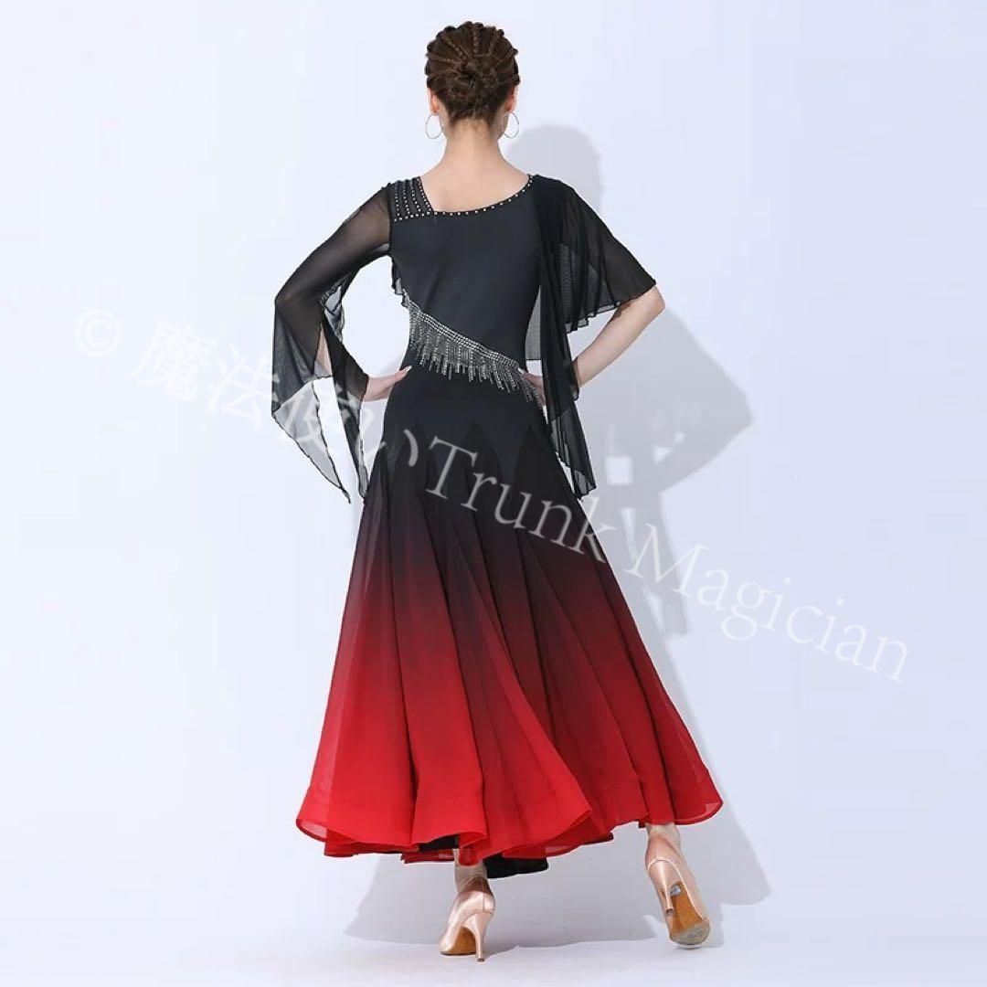 ストーン付き社交ダンス ワンピース ダンスパーティーにも