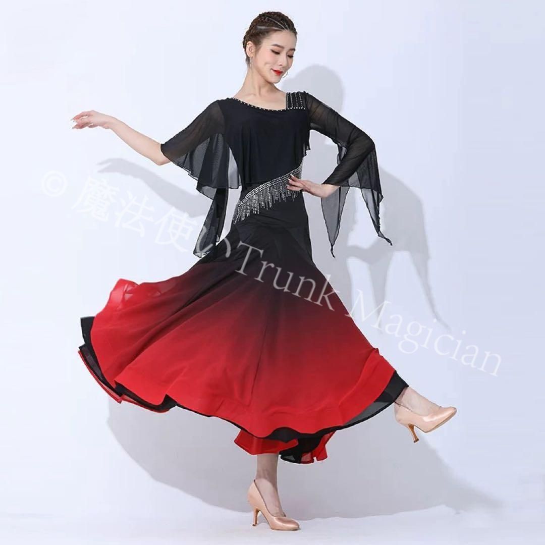 新品未使用】ストーン付き社交ダンス練習用ワンピース ダンス