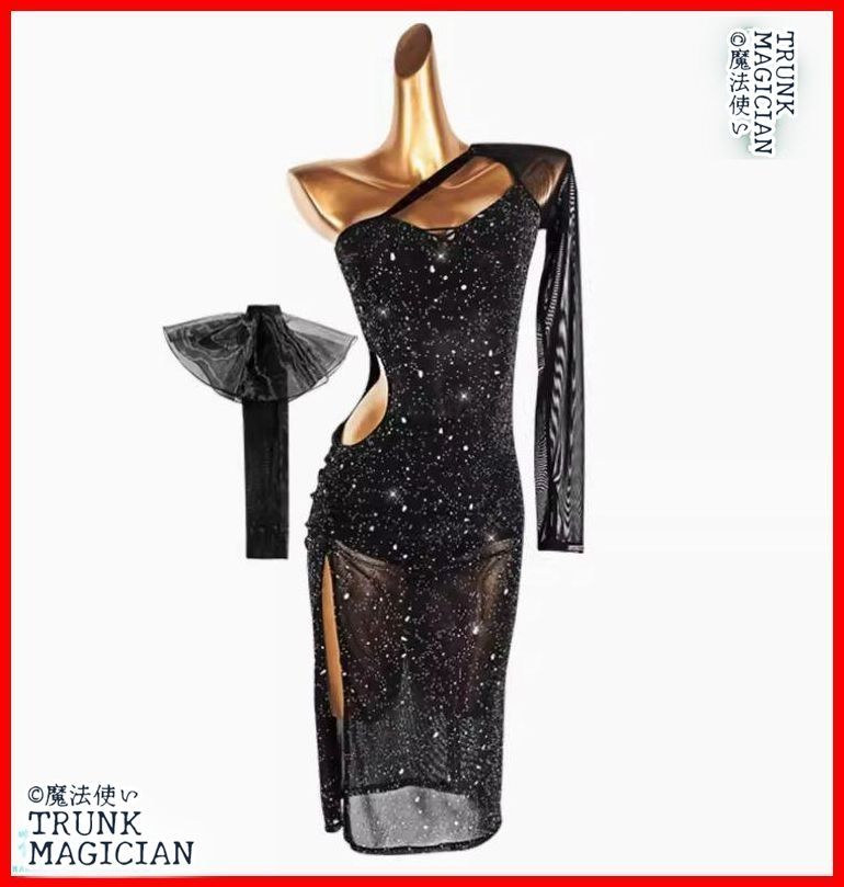 社交ダンス衣装 ラテンワンピース ラテンドレス キラキラ オーダーメイド
