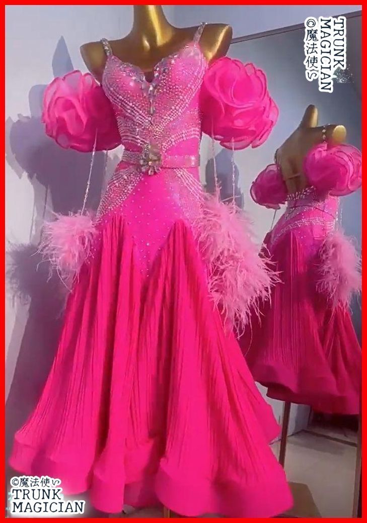 オーダーメイド 社交ダンス衣装 ドレス 羽根