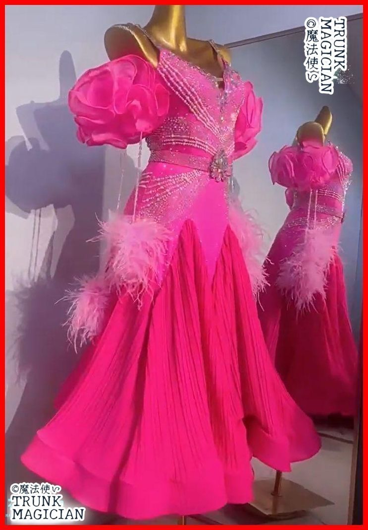 オーダーメイド 社交ダンス衣装 ドレス 羽根