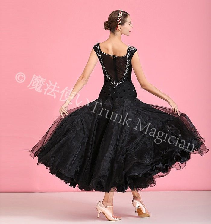 新品未使用】高品質 社交ダンス ドレス 社交ダンス衣装 長袖 花柄