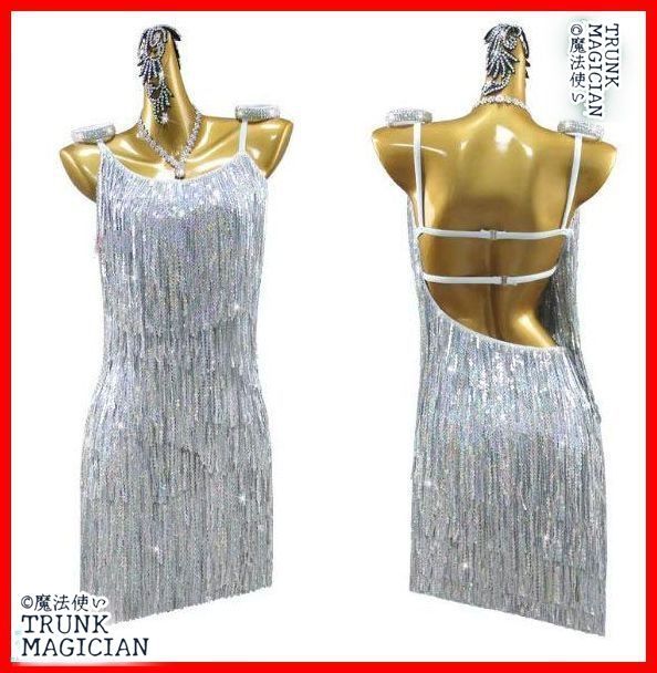 新品未使用】社交ダンスドレス ラテンドレス 競技 デモ シルバー