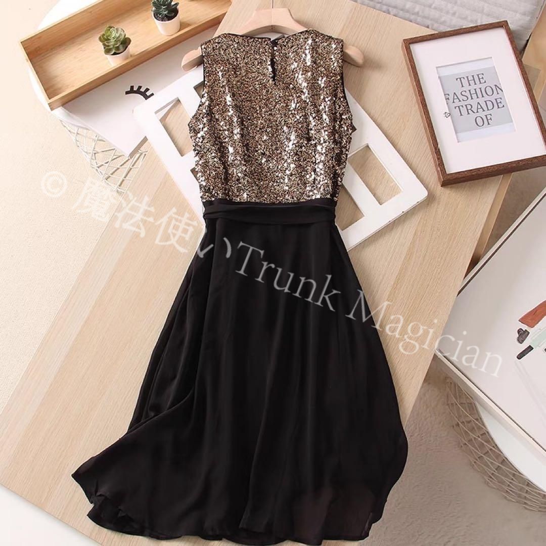 新品未使用】スパンコールキラキラパーティーワンピース 華やかに輝く