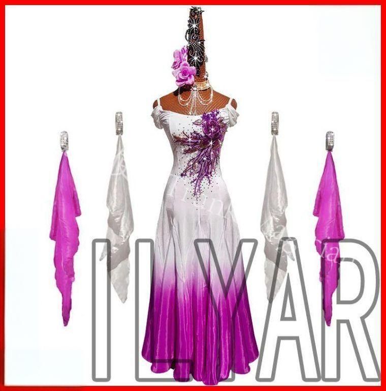 社交ダンスドレス フロート付 パープル オーダーメイドL